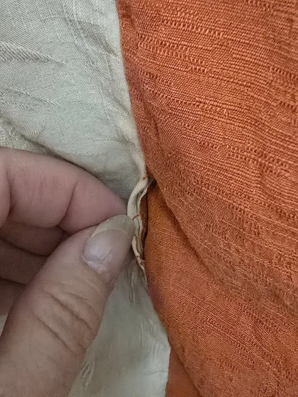 Caribbean Mens XL Burnt Orange Hawaiian Shirt Silk Blend Vertical Panels READ - Picture 7 of 8